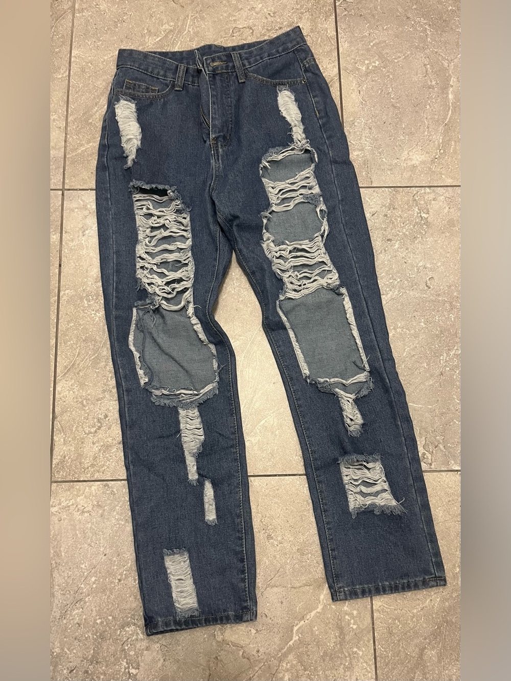 Distressed Dark Blue Women’s Ripped Jeans